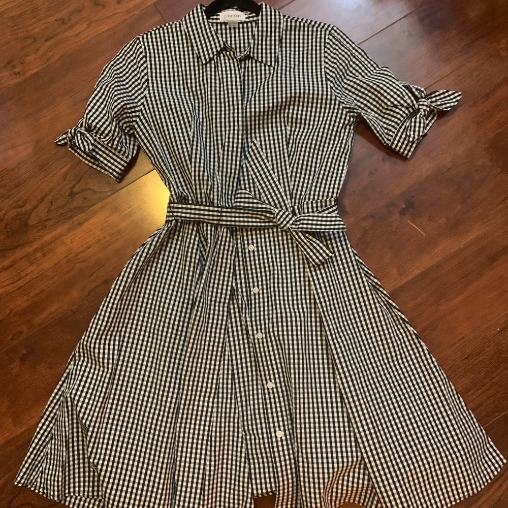Retro Calvin Klein Gingham Swing Dress